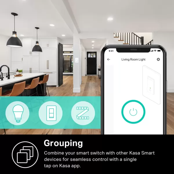Kasa Smart Dimmer Switch HS220 Single Pole Needs Neutral Wire 24GHz WiFi Light Switch Compatible with Alexa and Google Home UL Certified No Hub Required Light Almond HS220LALight Almond
