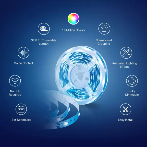 Kasa Smart LED Light Strip RGB 328ft2 Rolls of 164ft WiFi LED Strip Works w Alexa ampamp Google AssistantHigh Brightness Trimmable Up to 25000 Hours2Yr Warranty KL400L10MulticolorMulticolor