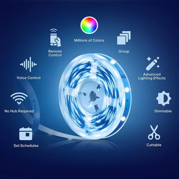 Kasa Smart LED Light Strip RGB 328ft2 Rolls of 164ft WiFi LED Strip Works w Alexa ampamp Google AssistantHigh Brightness Trimmable Up to 25000 Hours2Yr Warranty KL400L10MulticolorMulticolor
