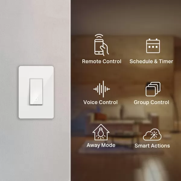 Kasa Smart Light Switch HS200 Single Pole Needs Neutral Wire 24GHz WiFi Light Switch Works with Alexa and Google Home UL Certified No Hub Required  White HS200White