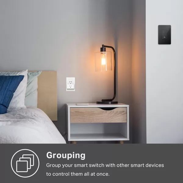 Kasa Smart Light Switch HS200BL Single PoleNeutral Wire Required 24GHz WiFi Light Switch Compatible with Alexa and Google Home UL Certified No Hub Required BlackBlack