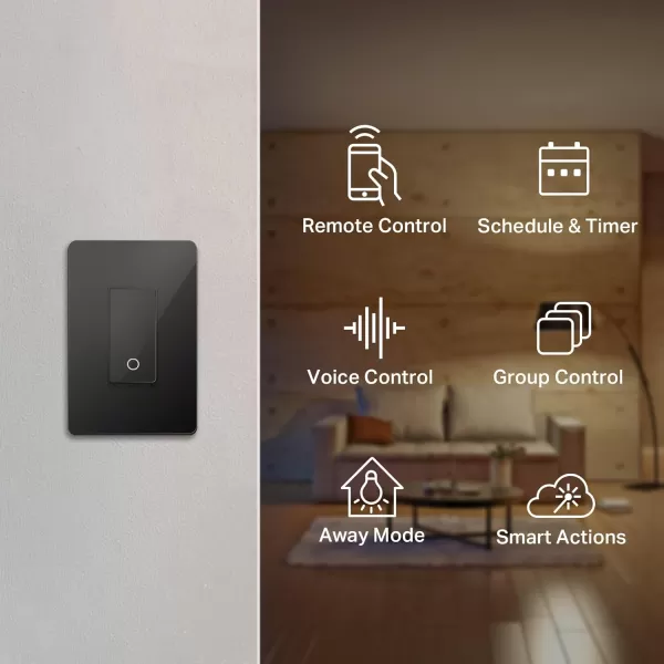 Kasa Smart Light Switch HS200BL Single PoleNeutral Wire Required 24GHz WiFi Light Switch Compatible with Alexa and Google Home UL Certified No Hub Required BlackBlack