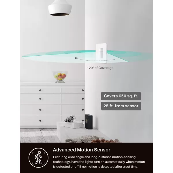 Kasa Smart Motion Sensor Switch Single Pole Needs Neutral Wire 24GHz WiFi Light Switch Works with Alexa ampamp Google Assistant UL Certified No Hub RequiredKS200MP2White2PackMotion Sensor  Dimmer