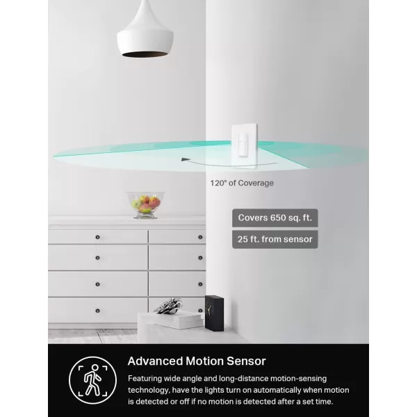 Kasa Smart Motion Sensor Switch Single Pole Needs Neutral Wire 24GHz WiFi Light Switch Works with Alexa ampamp Google Assistant UL Certified No Hub RequiredKS200MP2White2PackMotion Sensor