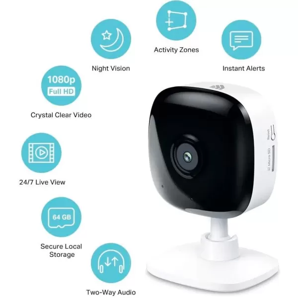 Kasa Smart Security Camera for Baby monitor 1080p HD IndoorCamera for Home Security with Motion Detection TwoWay Audio Night Vision Cloud ampamp SD Card Storage Works with Alexa ampamp Google Home EC60