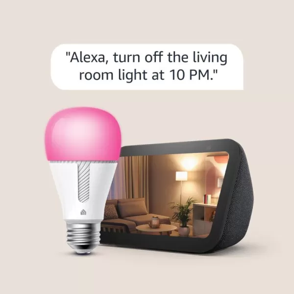 Echo Show 5 3rd Gen 2023 release in Charcoal bundle with TPLink Kasa Smart Color Bulb