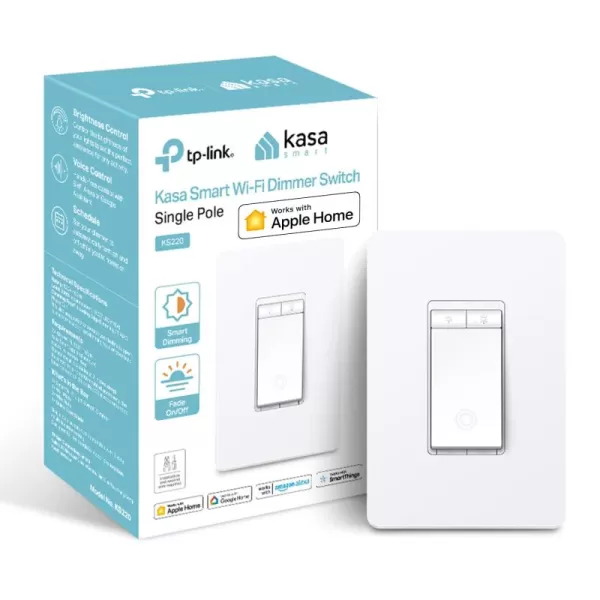Kasa Apple HomeKit Smart Dimmer Switch KS220 Single Pole Neutral Wire Required 24GHz WiFi Light Switch Works with Siri Alexa and Google Home UL Certified No Hub Required WhiteWhite  Dimmer Switch