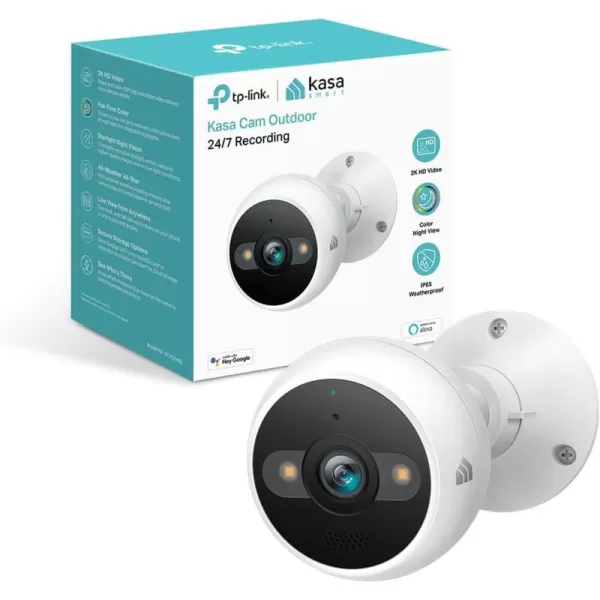 Kasa Smart 2K QHD Security Camera Outdoor Wired IP65 Starlight Sensor ampamp 98Ft Night Vision MotionPerson Detection 2 Way Audio wSiren CloudSD Card Storage Alexa ampampGoogle Home CompatibleKC420WSWhite