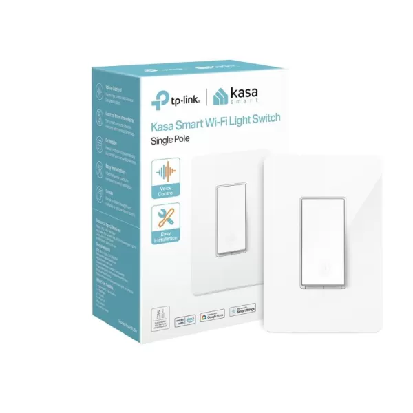 Kasa Smart Light Switch HS200 Single Pole Needs Neutral Wire 24GHz WiFi Light Switch Works with Alexa and Google Home UL Certified No Hub Required  White HS200White