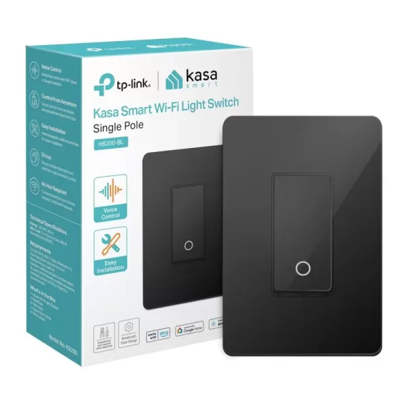 Kasa Smart Light Switch HS200BL Single PoleNeutral Wire Required 24GHz WiFi Light Switch Compatible with Alexa and Google Home UL Certified No Hub Required BlackBlack