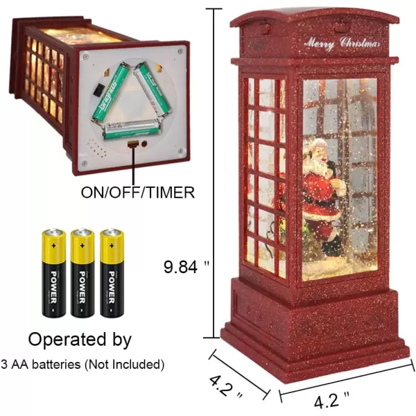 Eldnacele Christmas Musical Snow Globe Lantern Plug in ampamp Battery Operated Glitter Lamp Navitity Scene Lighted Lantern with 6 Hour for Christmas Decoration 12 Inches CarolersPhone Booth