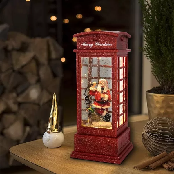 Eldnacele Christmas Musical Snow Globe Lantern Plug in ampamp Battery Operated Glitter Lamp Navitity Scene Lighted Lantern with 6 Hour for Christmas Decoration 12 Inches CarolersPhone Booth