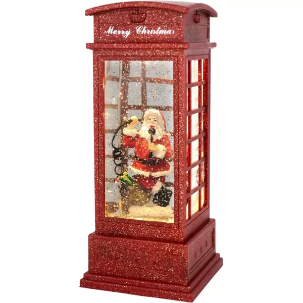 Eldnacele Christmas Musical Snow Globe Lantern Plug in ampamp Battery Operated Glitter Lamp Navitity Scene Lighted Lantern with 6 Hour for Christmas Decoration 12 Inches CarolersPhone Booth