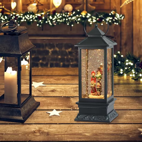 Eldnacele Christmas Musical Snow Globe Lantern Plug in ampamp Battery Operated Glitter Lamp Navitity Scene Lighted Lantern with 6 Hour for Christmas Decoration 12 Inches CarolersCarolers