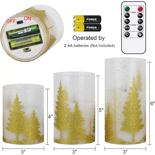 Eldnacele Flameless Flickering Candles Deer Moose Bear Decal with Hemp Rope and 6H Timer Battery Operated LED Pillar Candles Real Wax Home Dcor Christmas and Gift Set of 3Gold