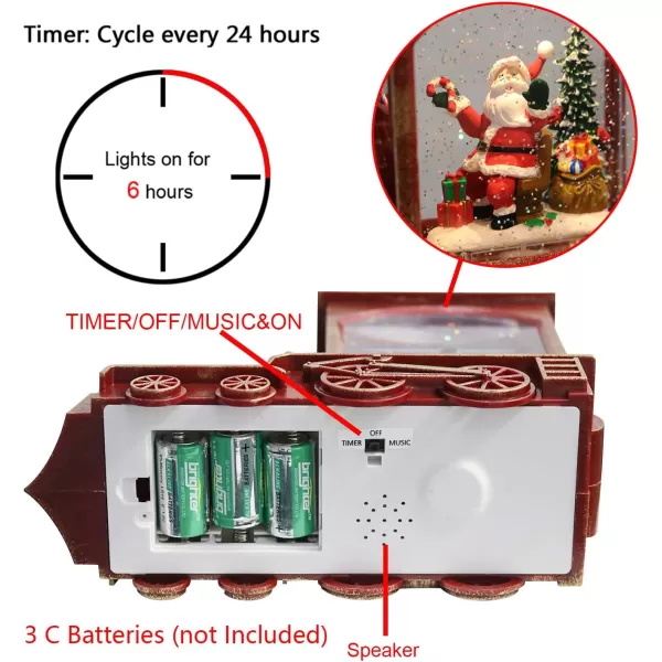 Eldnacele Singing Christmas Train Snow Globe with Music ampamp Timer Lightedup Battery Operated Glittering Lantern for Christmas Table Centerpiece Decoration and Gift SnowmanSanta Train