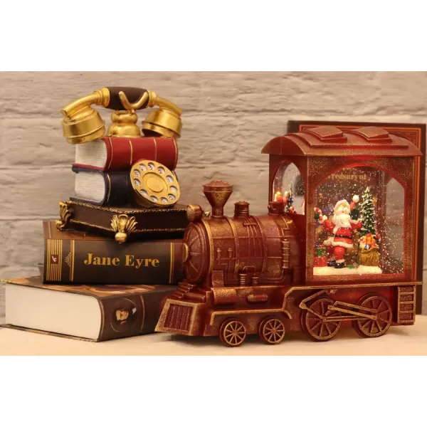 Eldnacele Singing Christmas Train Snow Globe with Music ampamp Timer Lightedup Battery Operated Glittering Lantern for Christmas Table Centerpiece Decoration and Gift SnowmanSanta Train