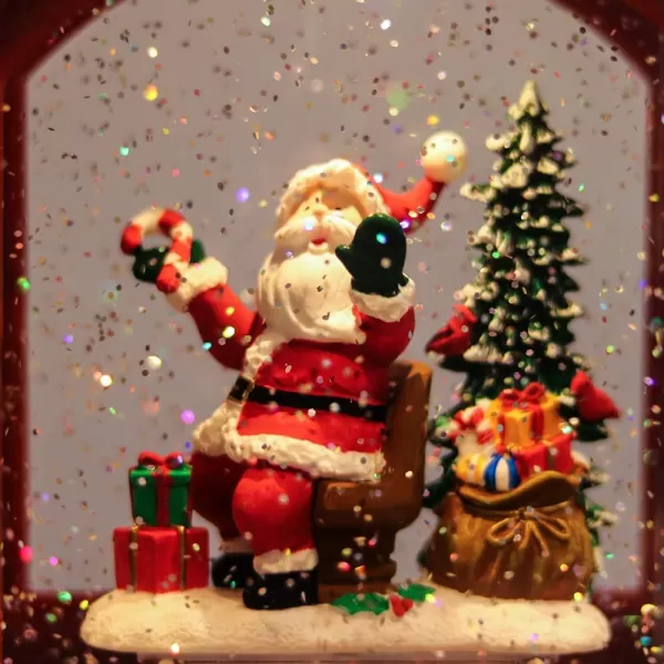 Eldnacele Singing Christmas Train Snow Globe with Music ampamp Timer Lightedup Battery Operated Glittering Lantern for Christmas Table Centerpiece Decoration and Gift SnowmanSanta Train