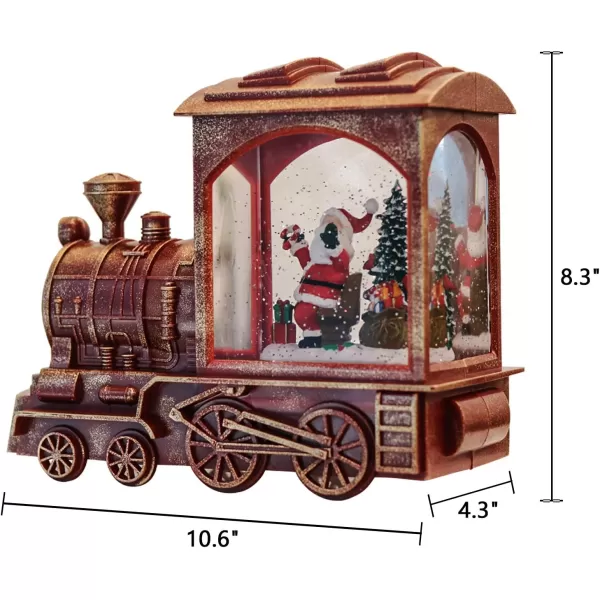 Eldnacele Singing Christmas Train Snow Globe with Music ampamp Timer Lightedup Battery Operated Glittering Lantern for Christmas Table Centerpiece Decoration and Gift SnowmanSanta Train