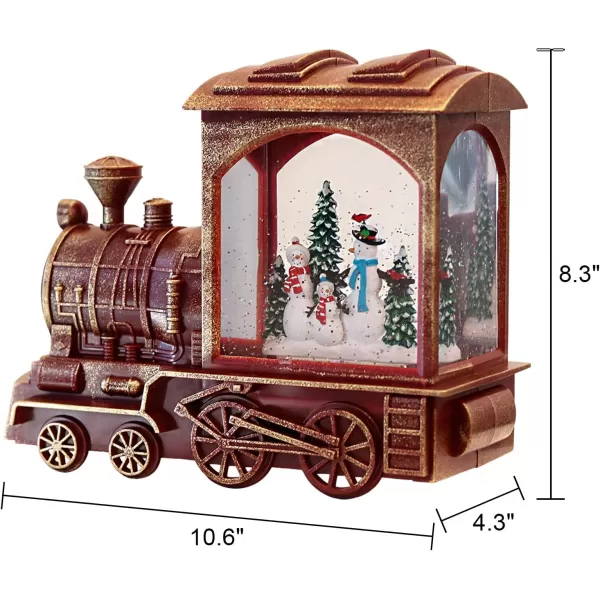 Eldnacele Singing Christmas Train Snow Globe with Music ampamp Timer Lightedup Battery Operated Glittering Lantern for Christmas Table Centerpiece Decoration and Gift SnowmanSnowman Train