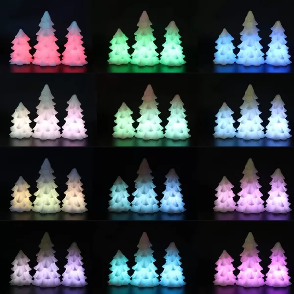 Eldnacele Tree Shaped Christmas Flameless Flilckering Candles Color Changing with 18Key Remote and Timer Set of 3 Battery Opeated Glitterring LED Candles Seasonal Decoration Ivory3 Pack Ivory