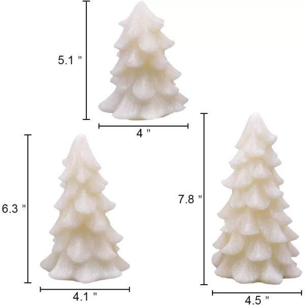 Eldnacele Tree Shaped Christmas Flameless Flilckering Candles Color Changing with 18Key Remote and Timer Set of 3 Battery Opeated Glitterring LED Candles Seasonal Decoration Ivory3 Pack Ivory