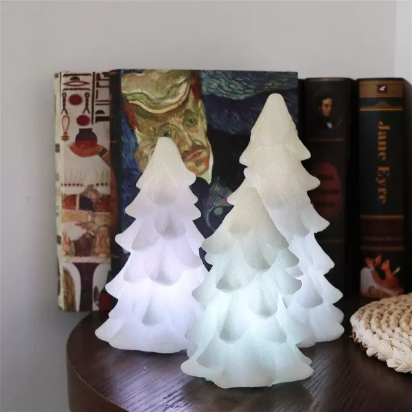 Eldnacele Tree Shaped Christmas Flameless Flilckering Candles Color Changing with 18Key Remote and Timer Set of 3 Battery Opeated Glitterring LED Candles Seasonal Decoration Ivory3 Pack Ivory