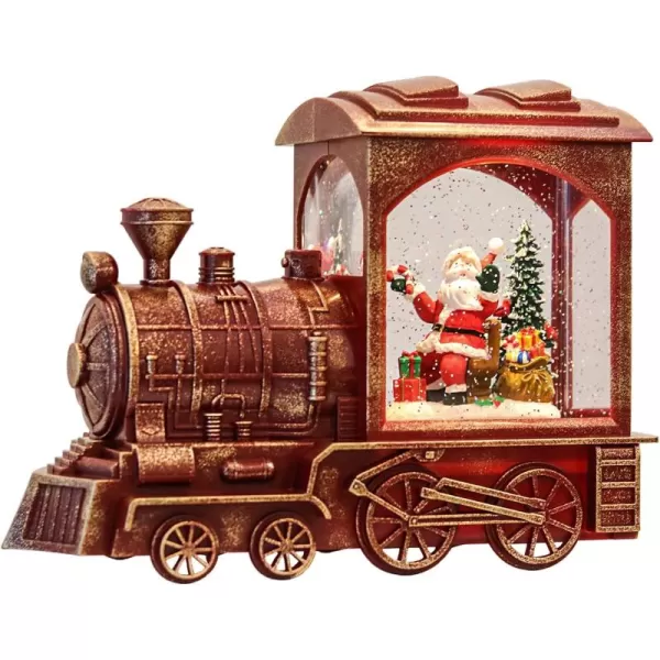 Eldnacele Singing Christmas Train Snow Globe with Music ampamp Timer Lightedup Battery Operated Glittering Lantern for Christmas Table Centerpiece Decoration and Gift SnowmanSanta Train