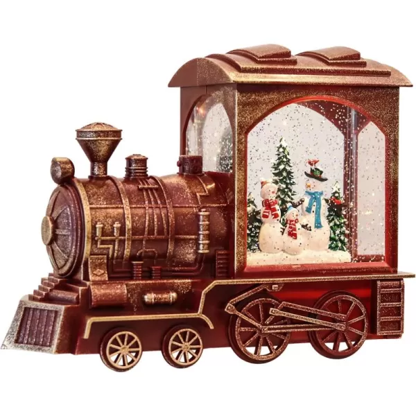 Eldnacele Singing Christmas Train Snow Globe with Music ampamp Timer Lightedup Battery Operated Glittering Lantern for Christmas Table Centerpiece Decoration and Gift SnowmanSnowman Train