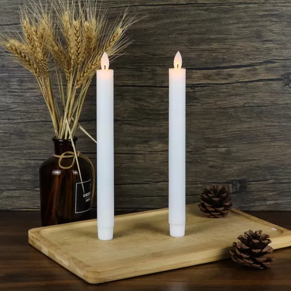 Eldnacele Flameless Flickering Taper Candles with Remote and Timer Window Candles Warm Real Wax Unscented 952 Pack White for Home Wedding Party Christmas Decoration2 Pack White