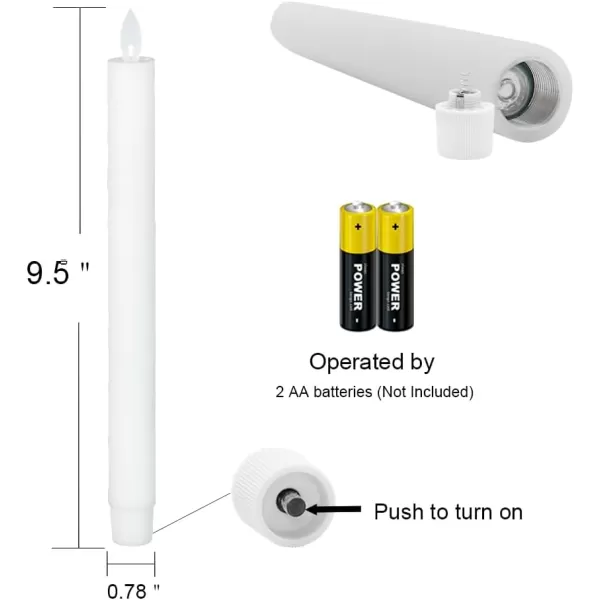 Eldnacele Flameless Flickering Taper Candles with Remote and Timer Window Candles Warm Real Wax Unscented 952 Pack White for Home Wedding Party Christmas Decoration2 Pack White