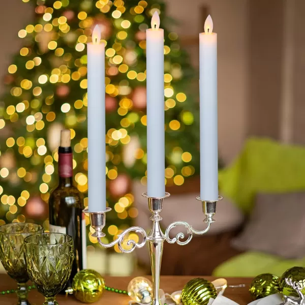 Eldnacele Flameless Flickering Taper Candles with Remote and Timer Window Candles Warm Real Wax Unscented 952 Pack White for Home Wedding Party Christmas Decoration2 Pack White