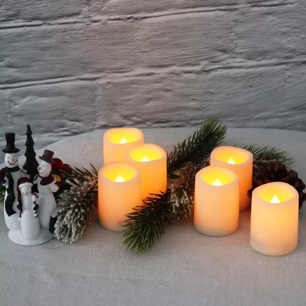Eldnacele Flameless Flickering Votive Candles with Remote Battery Operated Remote Votive Candles Light 10 Pack LED Realistic Warm White Flame Decorative White CandlesD15 xH26 Pack