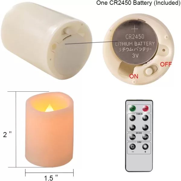 Eldnacele Flameless Flickering Votive Candles with Remote Battery Operated Remote Votive Candles Light 10 Pack LED Realistic Warm White Flame Decorative White CandlesD15 xH210 Pack