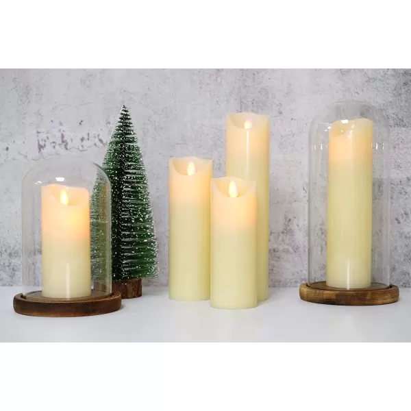 Eldnacele LED Flameless Flickering Candles with Remote Timer Warm White Battery Operated Wax LED Pillar Candles Set of 5 Realistic Flame for Decoration 22quot X 5quot6quot 7quot 8quot 9quot