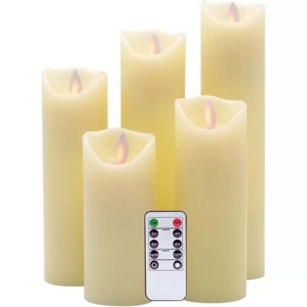 Eldnacele LED Flameless Flickering Candles with Remote Timer Warm White Battery Operated Wax LED Pillar Candles Set of 5 Realistic Flame for Decoration 22quot X 5quot6quot 7quot 8quot 9quot