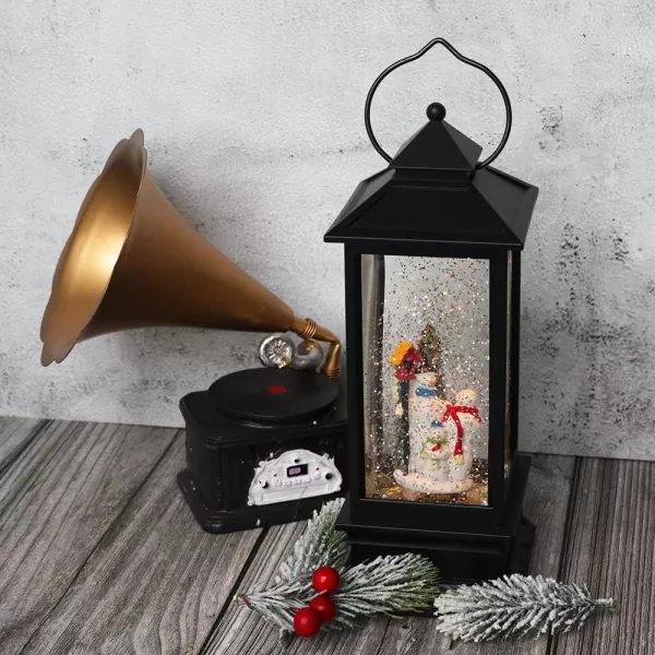 Eldnacele Battery Operated Plugin Musical Lighted Christmas Water Snowing Glittering Snow Globe Lantern with Timer Christians Nativity Lantern Decor Holy FamilySnowmen