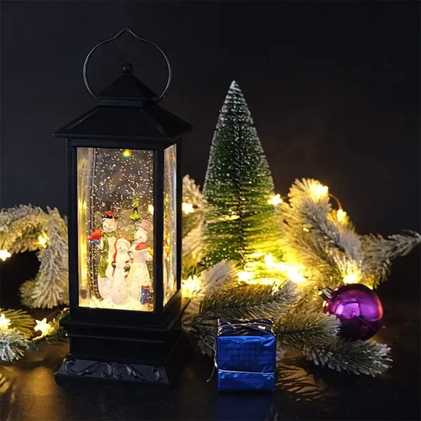Eldnacele Battery Operated Plugin Musical Lighted Christmas Water Snowing Glittering Snow Globe Lantern with Timer Christians Nativity Lantern Decor Holy FamilySnowman Family