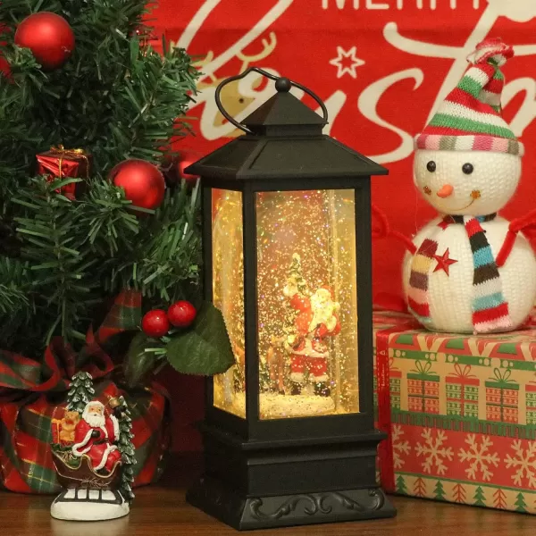 Eldnacele Battery Operated Plugin Musical Lighted Christmas Water Snowing Glittering Snow Globe Lantern with Timer Christians Nativity Lantern Decor Holy FamilySanta