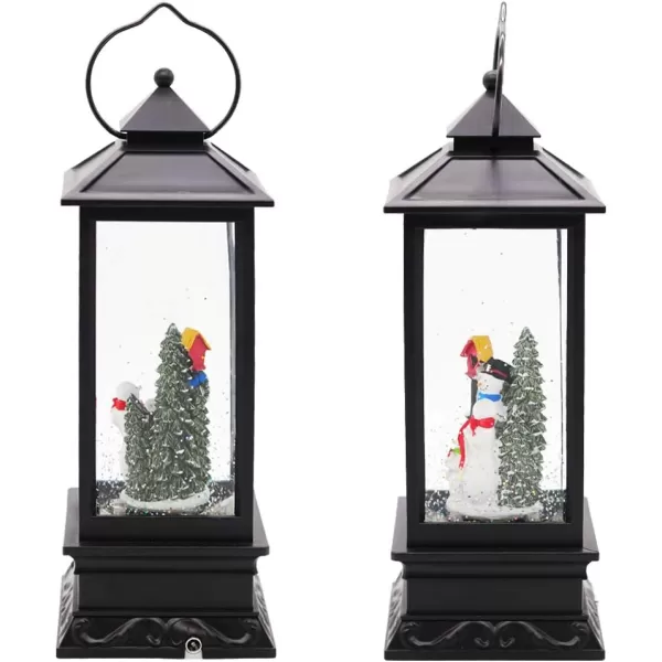 Eldnacele Battery Operated Plugin Musical Lighted Christmas Water Snowing Glittering Snow Globe Lantern with Timer Christians Nativity Lantern Decor Holy FamilySnowmen