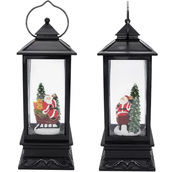 Eldnacele Battery Operated Plugin Musical Lighted Christmas Water Snowing Glittering Snow Globe Lantern with Timer Christians Nativity Lantern Decor Holy FamilySanta Claus