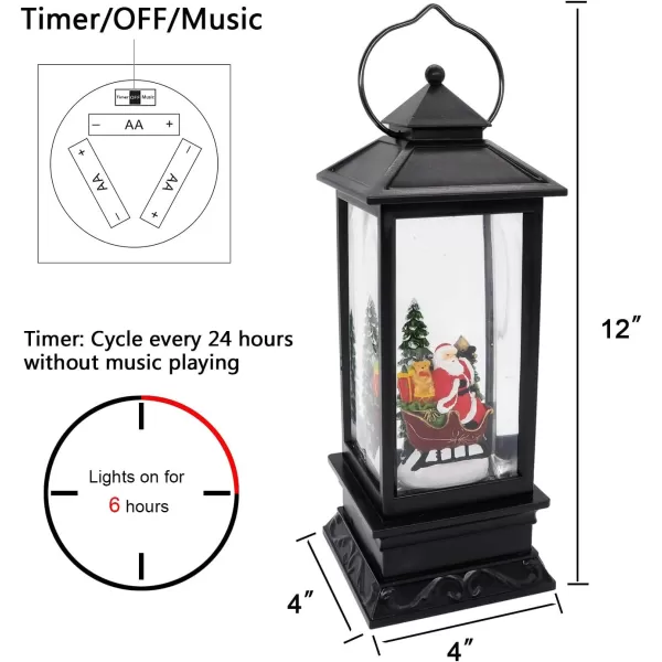 Eldnacele Battery Operated Plugin Musical Lighted Christmas Water Snowing Glittering Snow Globe Lantern with Timer Christians Nativity Lantern Decor Holy FamilySanta Claus