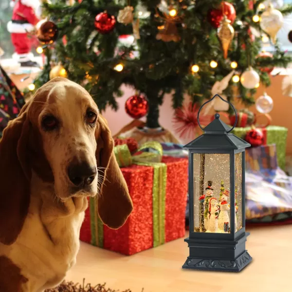 Eldnacele Battery Operated Plugin Musical Lighted Christmas Water Snowing Glittering Snow Globe Lantern with Timer Christians Nativity Lantern Decor Holy FamilySnowman Family