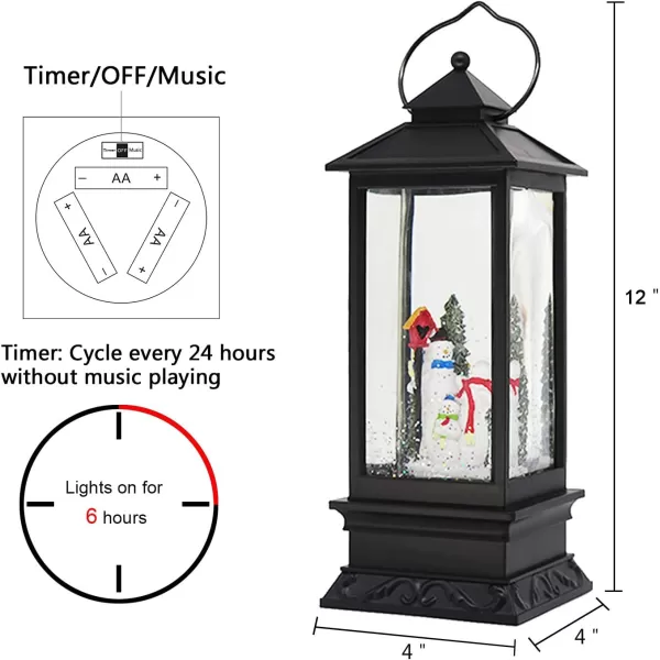 Eldnacele Battery Operated Plugin Musical Lighted Christmas Water Snowing Glittering Snow Globe Lantern with Timer Christians Nativity Lantern Decor Holy FamilySnowmen