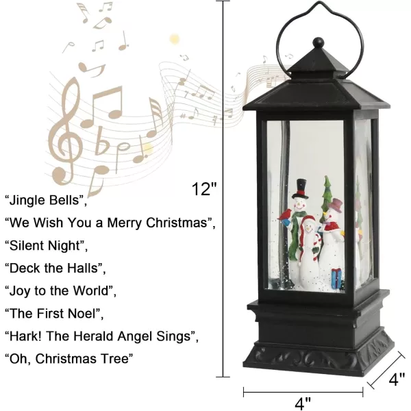 Eldnacele Battery Operated Plugin Musical Lighted Christmas Water Snowing Glittering Snow Globe Lantern with Timer Christians Nativity Lantern Decor Holy FamilySnowman Family