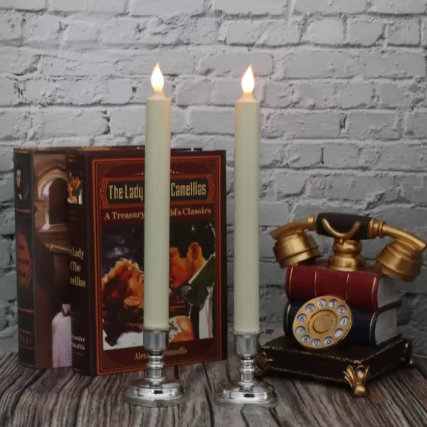 Eldnacele Flameless Battery Operated Flickering Taper Candles with Remote Timer LED Window Candles with Suction Cups Set of 6 Silver Holders for Party Home Christmas DecorationSilver Holders