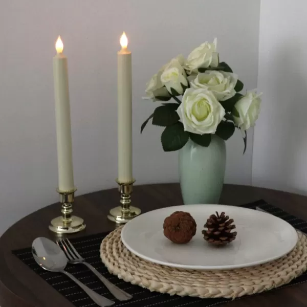 Eldnacele Flameless Battery Operated Flickering Taper Candles with Remote Timer LED Window Candles with Suction Cups Set of 6 Silver Holders for Party Home Christmas DecorationGold Holders