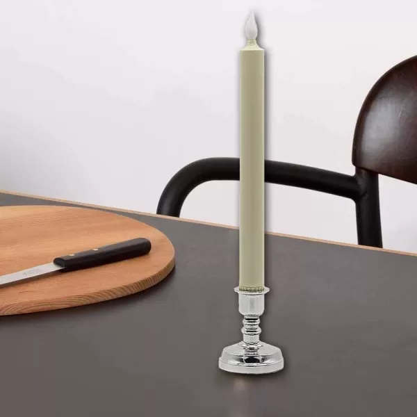 Eldnacele Flameless Battery Operated Flickering Taper Candles with Remote Timer LED Window Candles with Suction Cups Set of 6 Silver Holders for Party Home Christmas DecorationSilver Holders