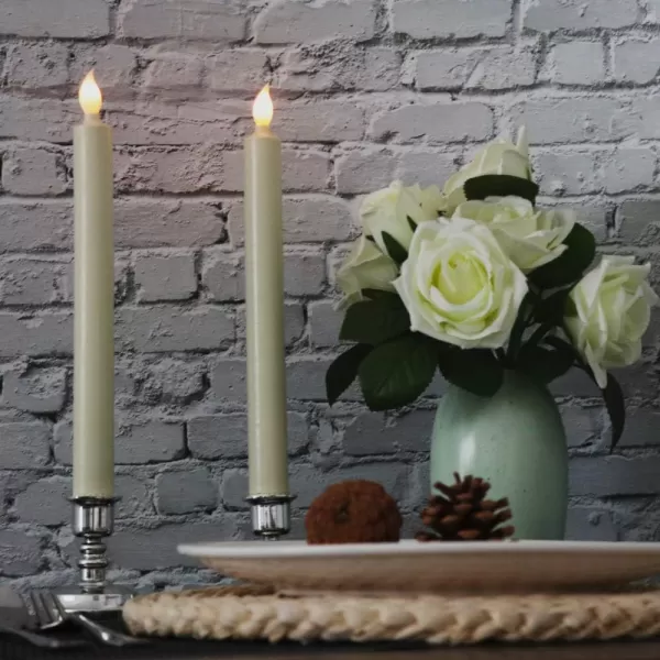 Eldnacele Flameless Battery Operated Flickering Taper Candles with Remote Timer LED Window Candles with Suction Cups Set of 6 Silver Holders for Party Home Christmas DecorationSilver Holders