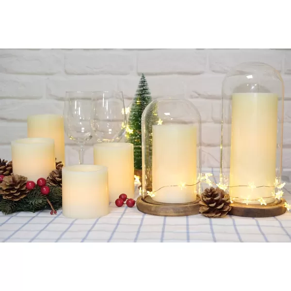 Eldnacele Flameless Flickering Candles with Embedded String Light 3D Wick Battery Candles with Remote and Timer Ivory Real Wax Pillar LED Candles Set of 3 D3x H4 5 6 for DecorationOptical Fiber Wick